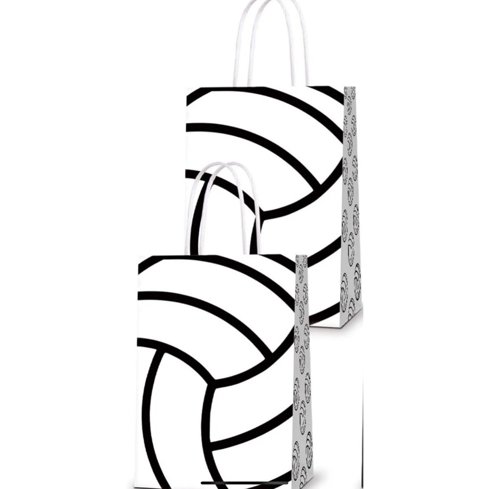16 Volleyball Themed Party Favor Bags with Handles for Kids and‎ Adults